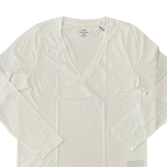 NWT J. Crew White Long-Sleeve Vintage Slub Cotton V-Neck Tee - SIZE XL - Picture 2 of 9